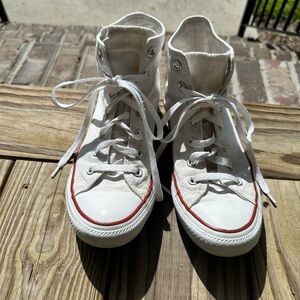Converse White Sneakers with Red Accents